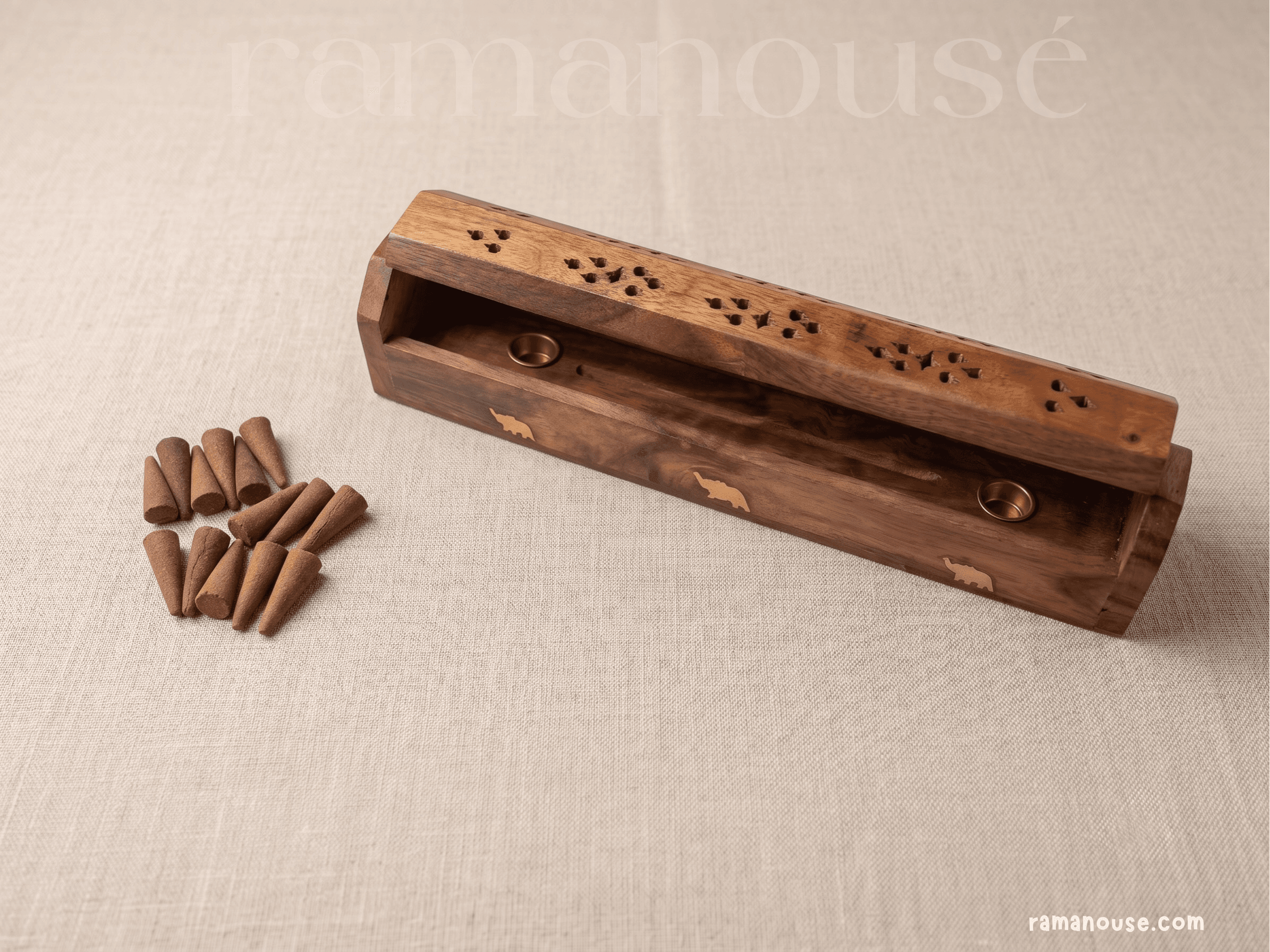 Airavata - Sheesham Wood Incense Box 2