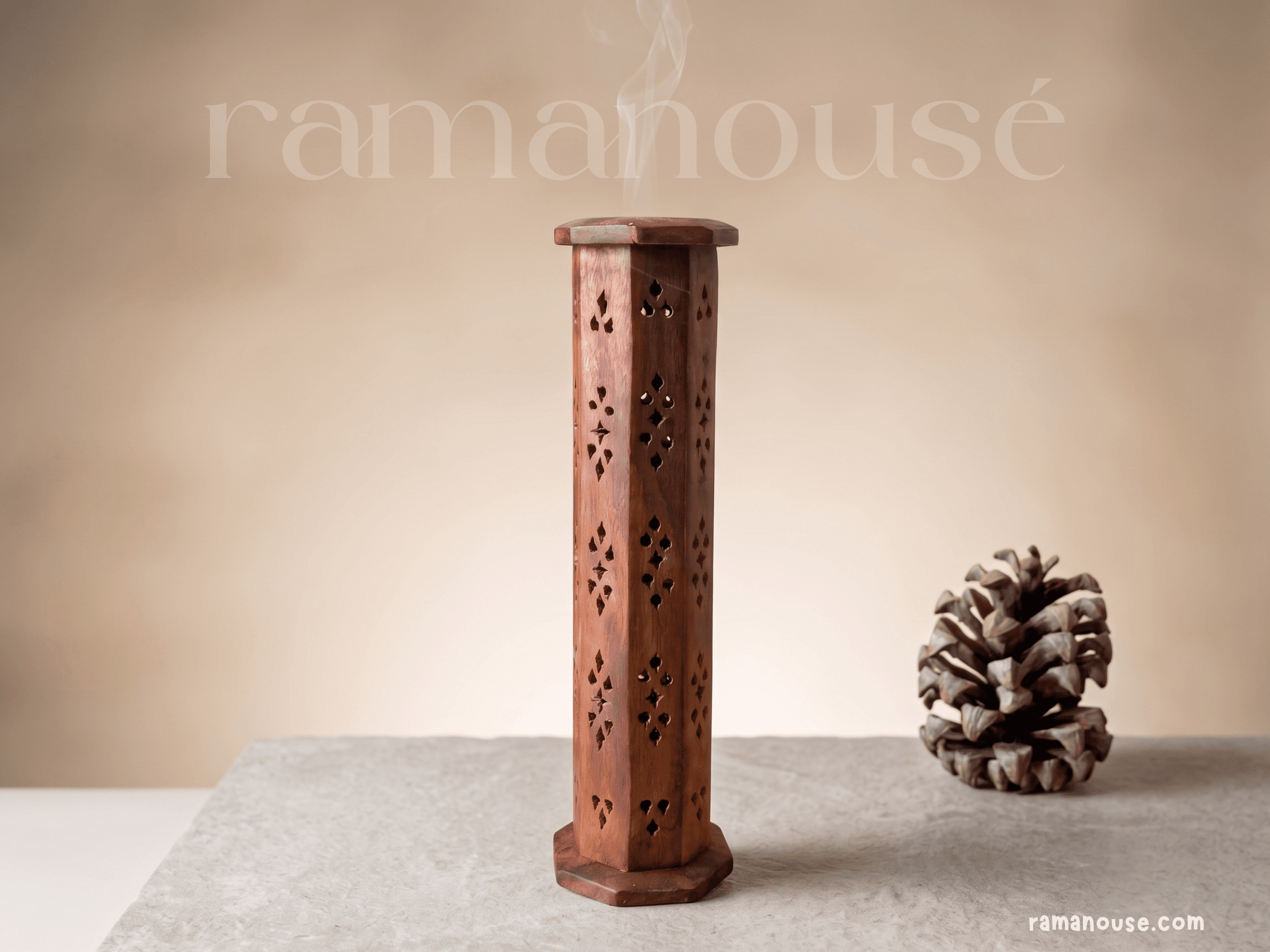 Gandharva - Hand Carved Hexagonal Incense Tower 1